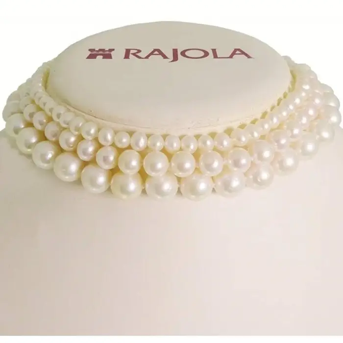 RAJOLA Collana Di 3 File In Oro Con Perle Bianche