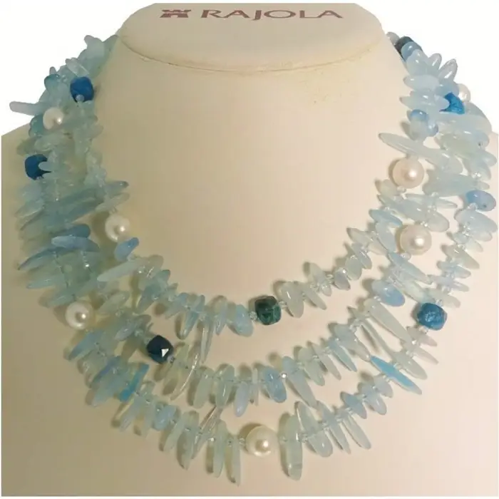 RAJOLA Collana Di 3 Fili In Oro Con Acquamarina