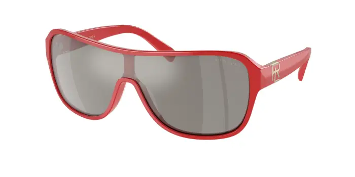 Donna Ralph Lauren RL8214U THE DILLION 52576G Occhiali da sole Acetato Rosso Argento Geometrica Specchiate