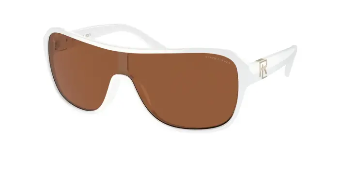 Donna Ralph Lauren RL8214U THE DILLION 605573 Occhiali da sole Acetato Bianco Marrone Geometrica Normale