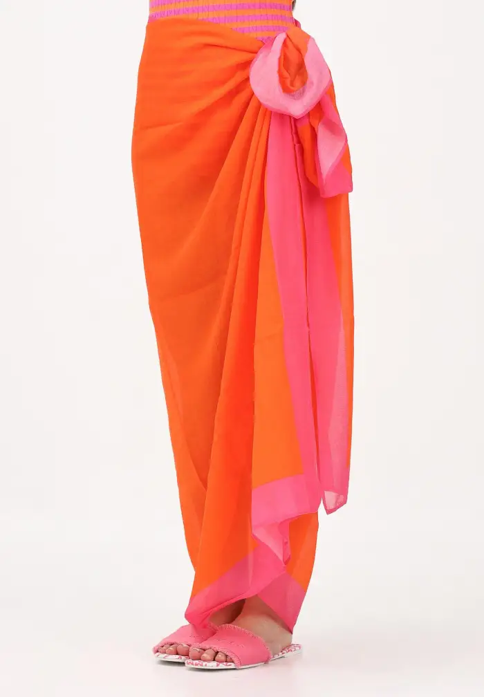 Ralph Lauren Pareo arancione e fucsia da donna con stampa