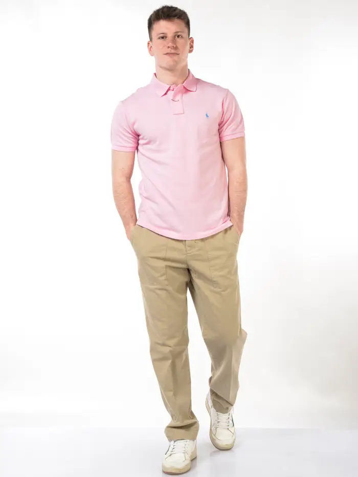 polo da uomo Ralph Lauren Slim Fit con logo ROSA