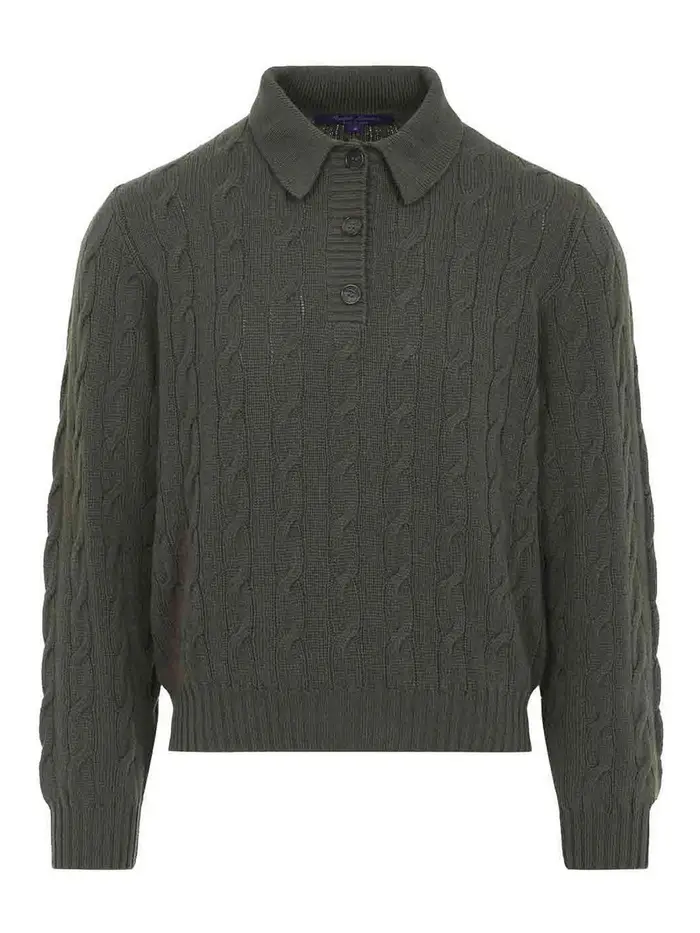 Ralph Lauren Polo in maglia a trecce Verde Scuro