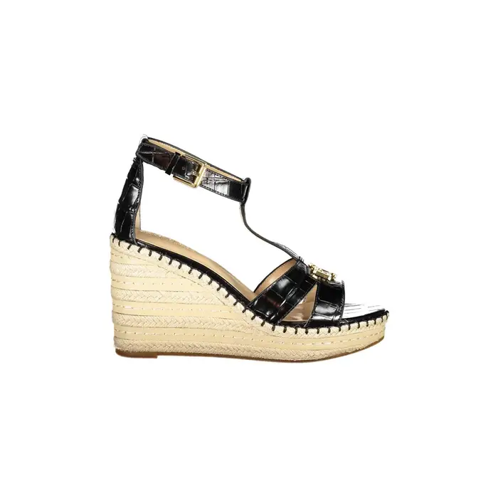 Ralph Lauren Sandali Donna Nero Zeppa 10 cm Logo