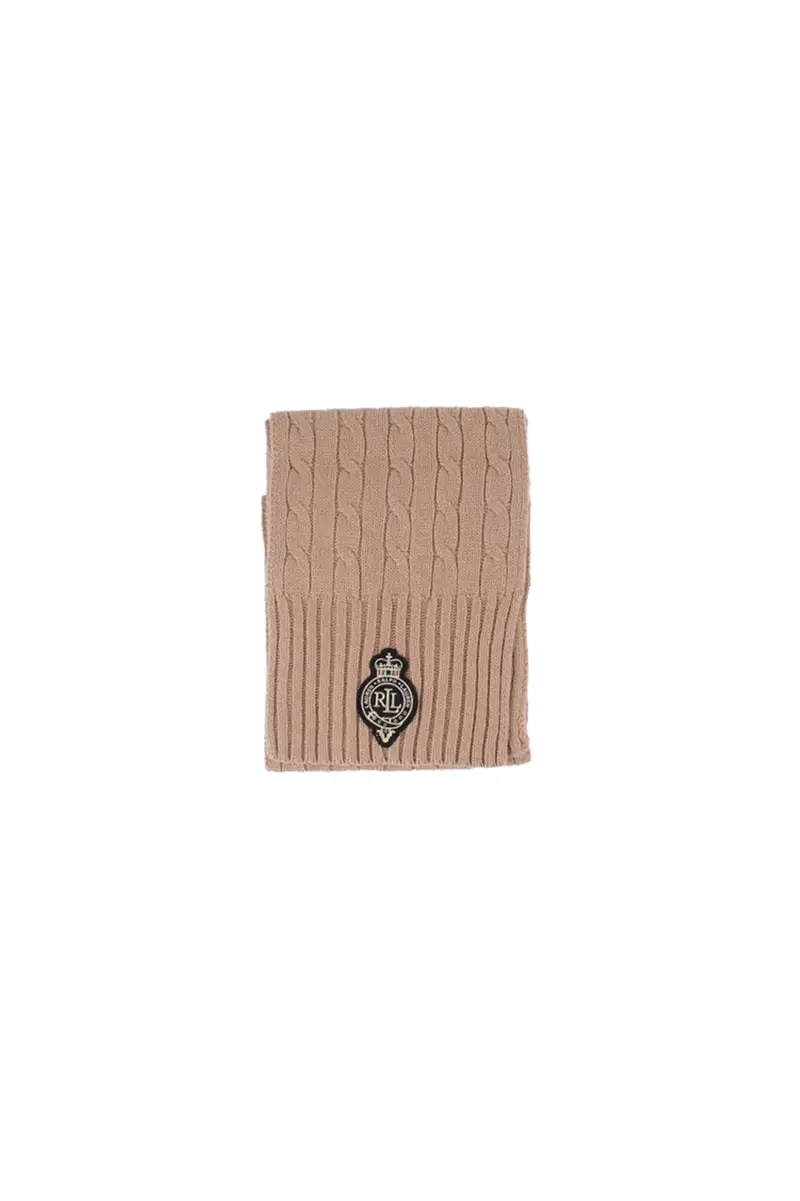 RALPH LAUREN Sciarpa Donna Cammello Cb crst ptch scarf