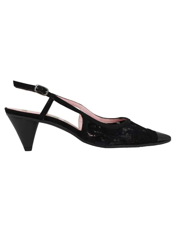 Ras Decollete slingback donna in pizzo nero con punta a punta Donna 7917 001