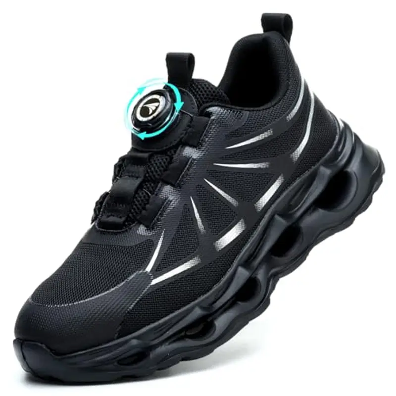 RASEARY Scarpe Antinfortunistiche Uomo Donna Antiscivolo Scarpe da Lavoro Leggere Scarpe da Cantiere con Punta in Acciaio Scarpe Sicurezza