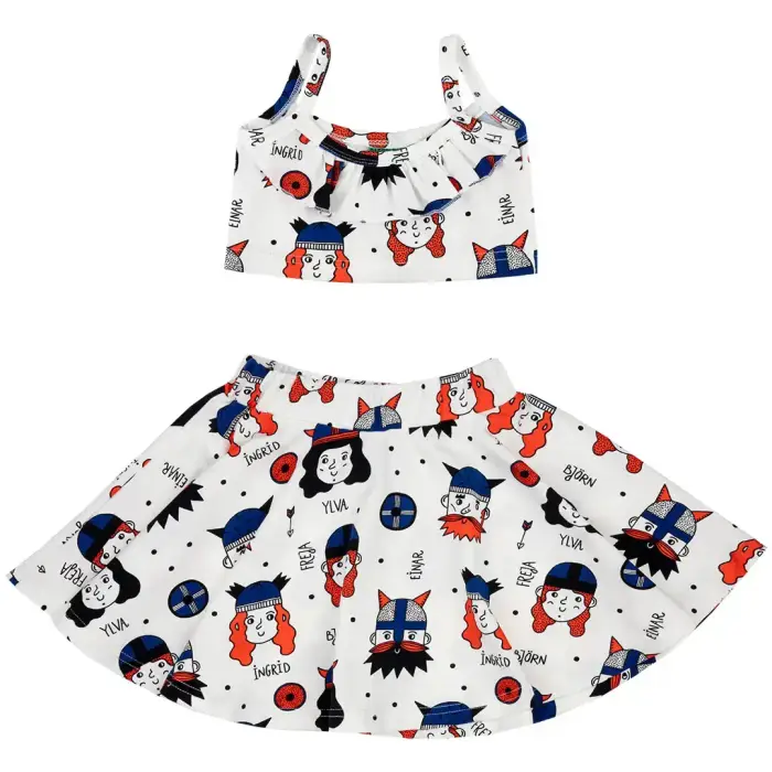 Set canottiera e gonna bambina Raspberry Republic Lambada Blanc