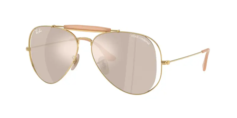 Ray - Ban Unisex x DOLCE&GABBANA RB3029M 001/0V Occhiali da sole Metallo Oro Marrone Pilot Specchiate