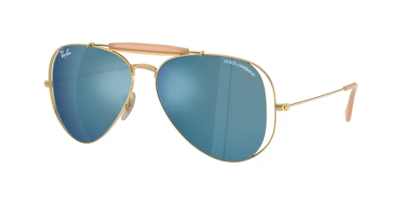 Ray - Ban Unisex x DOLCE&GABBANA RB3029M 001/55 Occhiali da sole Metallo Oro Blu Pilot Specchiate