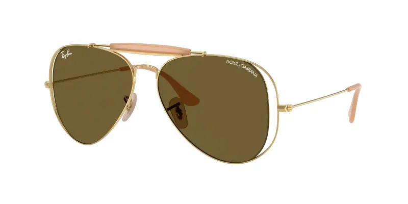 Ray - Ban Unisex x DOLCE&GABBANA RB3029M 001/73 Occhiali da sole Metallo Oro Marrone Pilot Normale