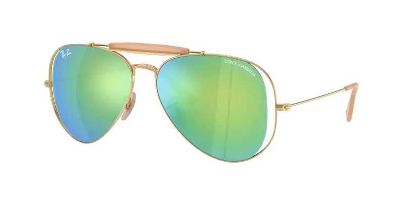 Ray - Ban Unisex x DOLCE&GABBANA RB3029M 001/8N Occhiali da sole Metallo Oro Grigio Pilot Specchiate