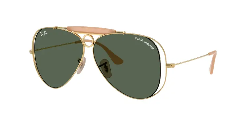 Ray - Ban Unisex x DOLCE&GABBANA RB3138M 001/71 Occhiali da sole Metallo Oro Verde Pilot Normale