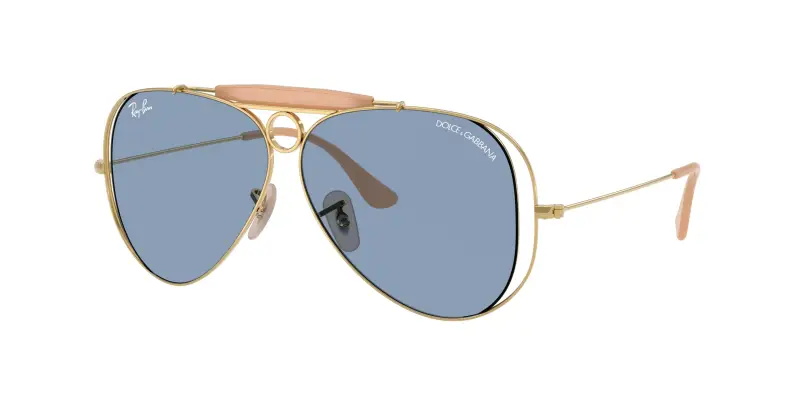 Ray - Ban Unisex x DOLCE&GABBANA RB3138M 001/72 Occhiali da sole Metallo Oro Blu Pilot Normale
