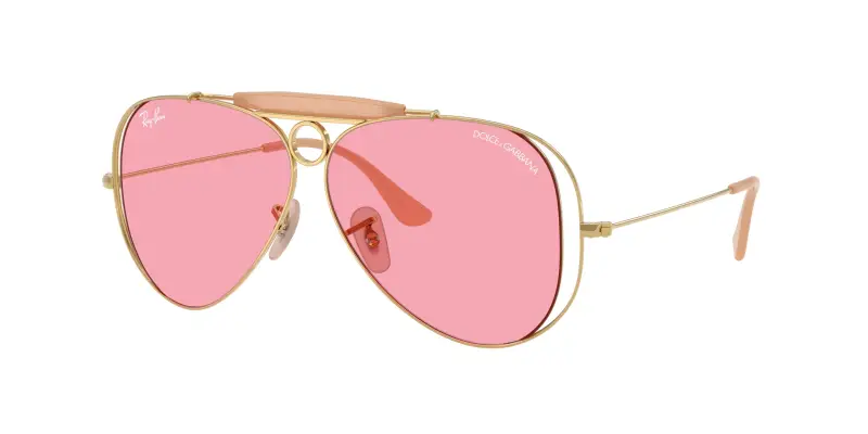 Ray - Ban Unisex x DOLCE&GABBANA RB3138M 001/84 Occhiali da sole Metallo Oro Rosa Pilot Normale