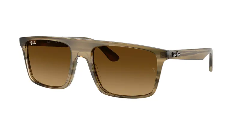 Ray - Ban Unisex RB2222 143985 Occhiali da sole Acetato Verde Marrone Squadrata Normale Sfumato