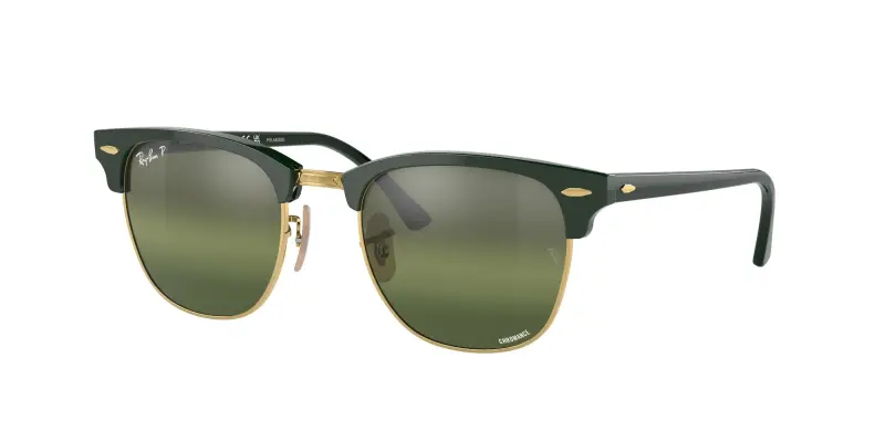 Ray - Ban Unisex RB3016 CLUBMASTER 1368G4 Occhiali da sole Acetato Verde Verde Squadrata Polarizzata Specchiato