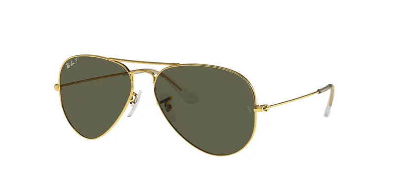 Ray - Ban Unisex RB3025 AVIATOR 001/58 Occhiali da sole Metallo Oro Verde G15 Pilot Polarizzata