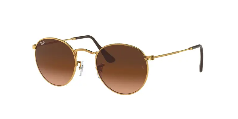 Ray - Ban Unisex RB3447 ROUND METAL 9001A5 Occhiali da sole Metallo Giallo Rosa Rotonda Normale Sfumato