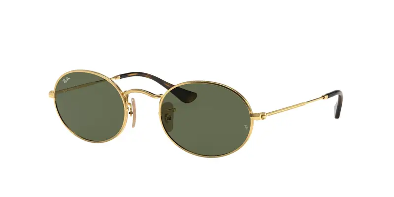 Ray - Ban Unisex RB3547N OVAL 001 Occhiali da sole Metallo Oro Verde G15 Rotonda Normale