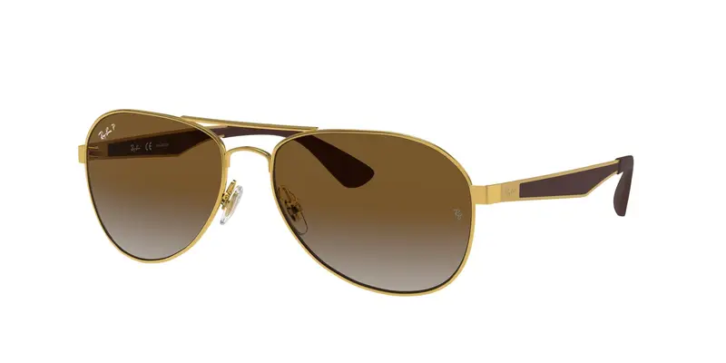 Ray - Ban Unisex RB3549 001/T5 Occhiali da sole Metallo Oro Marrone Pilot Polarizzata Sfumato