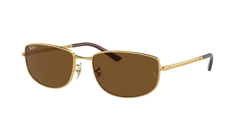 Ray - Ban Unisex RB3732 001/57 Occhiali da sole Metallo Oro Marrone Geometrica Polarizzata Antiriflesso