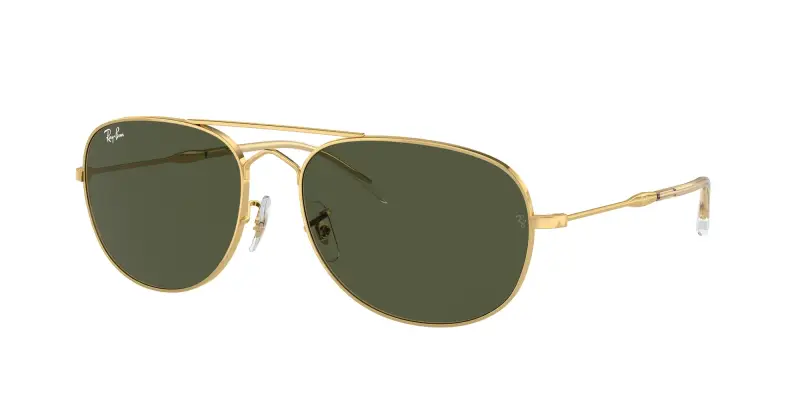 Ray - Ban Unisex RB3735 BAIN BRIDGE 001/31 Occhiali da sole Metallo Oro Verde Pilot Normale