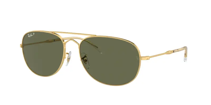 Ray - Ban Unisex RB3735 BAIN BRIDGE 001/58 Occhiali da sole Metallo Oro Verde Pilot Polarizzata Antiriflesso