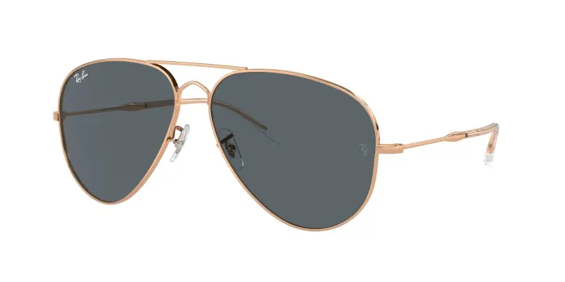 Ray - Ban Unisex RB3825 OLD AVIATOR 9202R5 Occhiali da sole Metallo Oro Blu Pilot Normale Antiriflesso