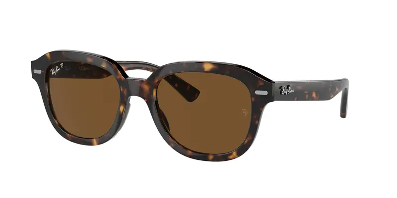 Ray - Ban Unisex RB4398 ERIK 902/57 Occhiali da sole Iniettato Tartaruga Marrone Squadrata Polarizzata