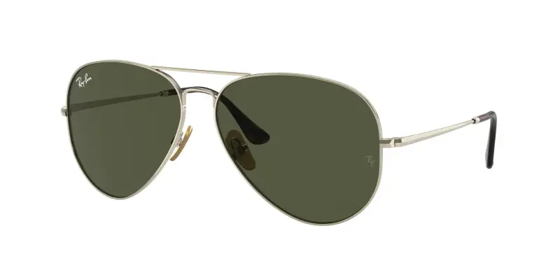Ray - Ban Unisex RB8089 AVIATOR TITANIUM 926531 Occhiali da sole Titanio Oro Verde Pilot Normale