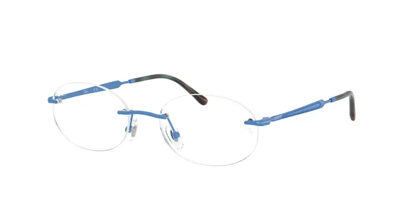 Ray - Ban Unisex RX3767V 3208 Montature da vista Metallo Blu Trasparente Rotonda Normale