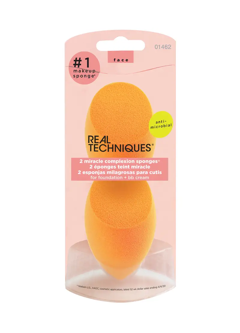Real Techniques 2 Spugnette Viso (liquidi E Creme), Donna, Arancione, Taglia: FASUL