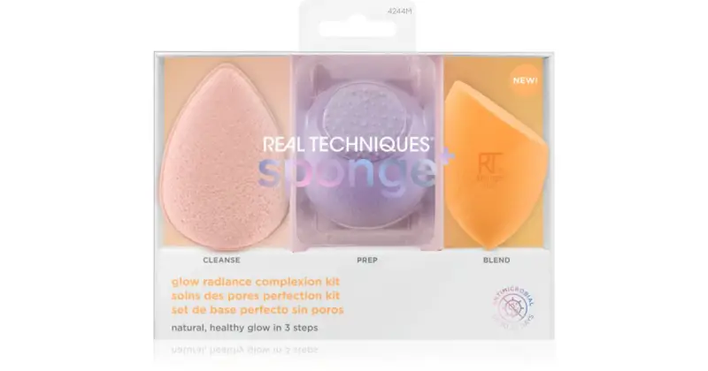 Real Techniques Kit spugna + Glow Radiance per carnagione 3 pezzi