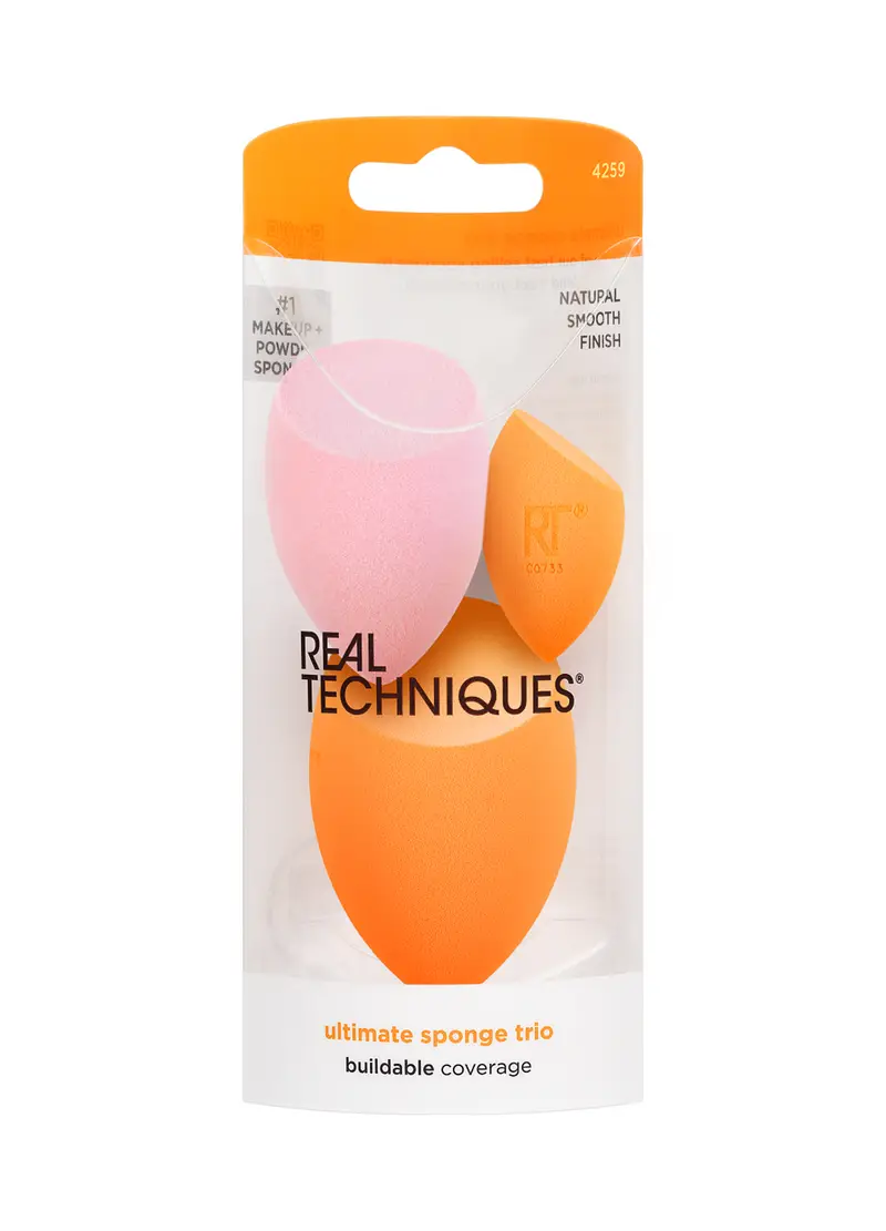 Real Techniques Trio Spugnette Viso (liquidi, Creme E Polveri), Donna, Arancione, Taglia: FASUL