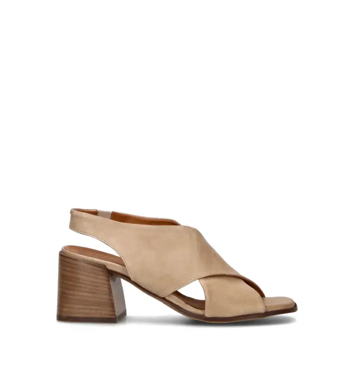 REBECCA VAN DIK Sandalo donna beige in pelle Vario