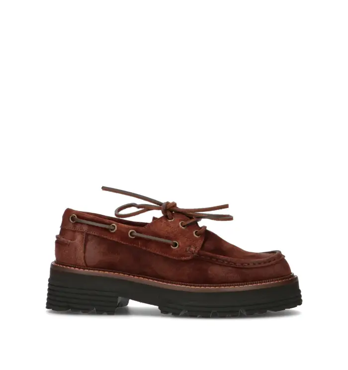 REBECCA VAN DIK Scarpa barca donna marrone in suede Vario