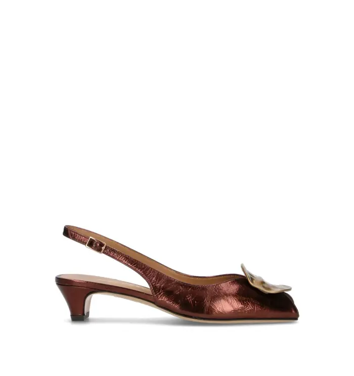 Slingback donna bronzo in pelle Vario