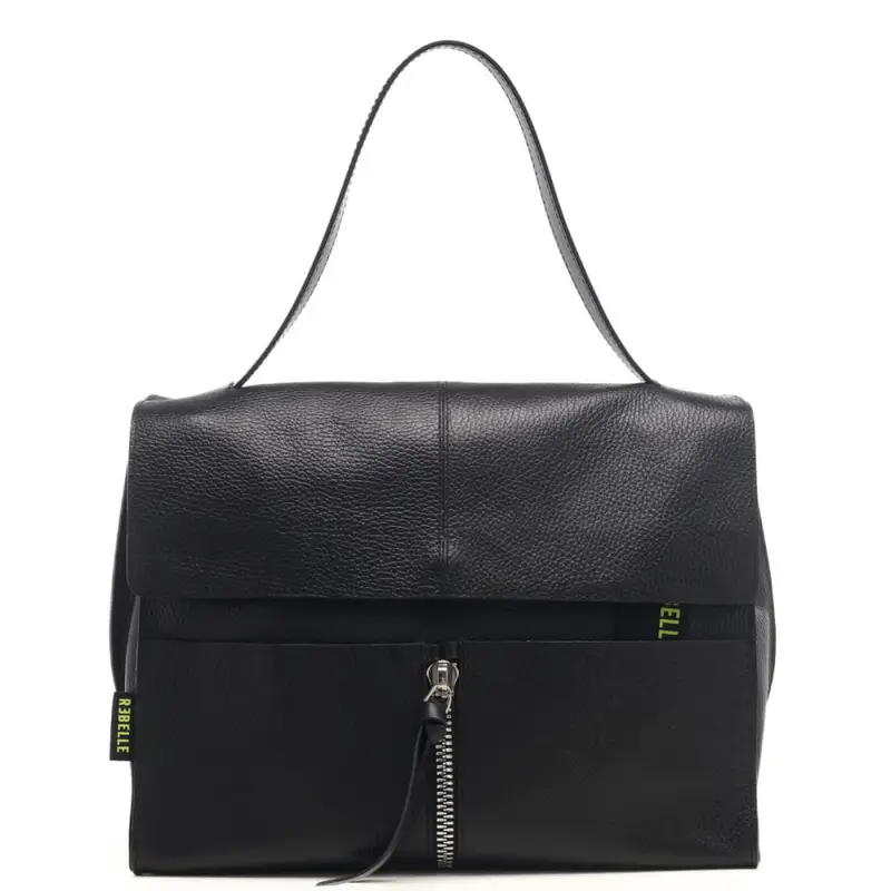 Rebelle shoulder bag clio satchel con manico e tracolla a spalla in pelle nera