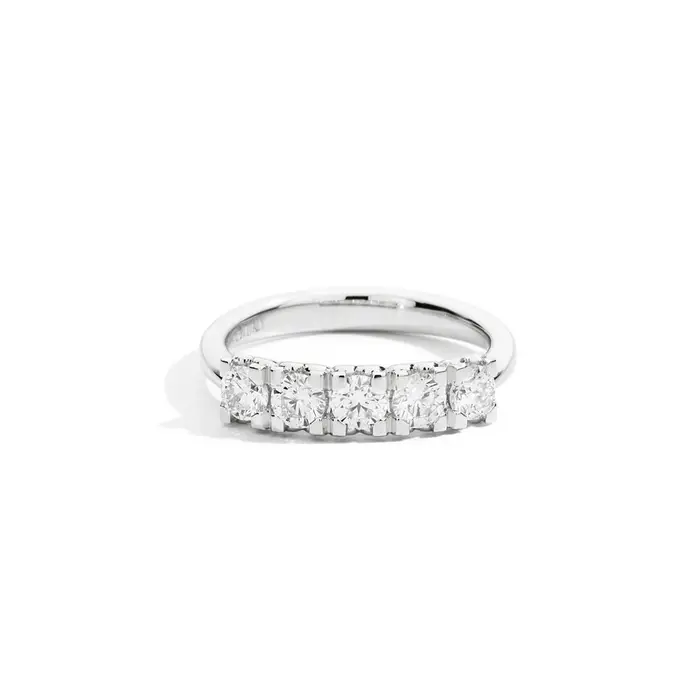 RECARLO Anello A Cinque Pietre - Oro Bianco 18 Kt