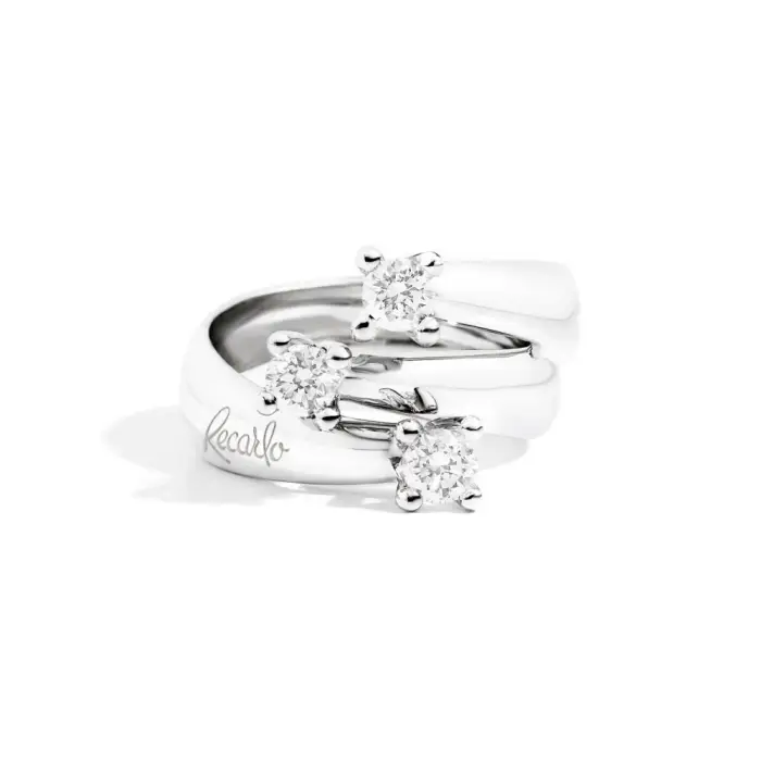 RECARLO Anello Eternity Tre Pietre In Oro Bianco