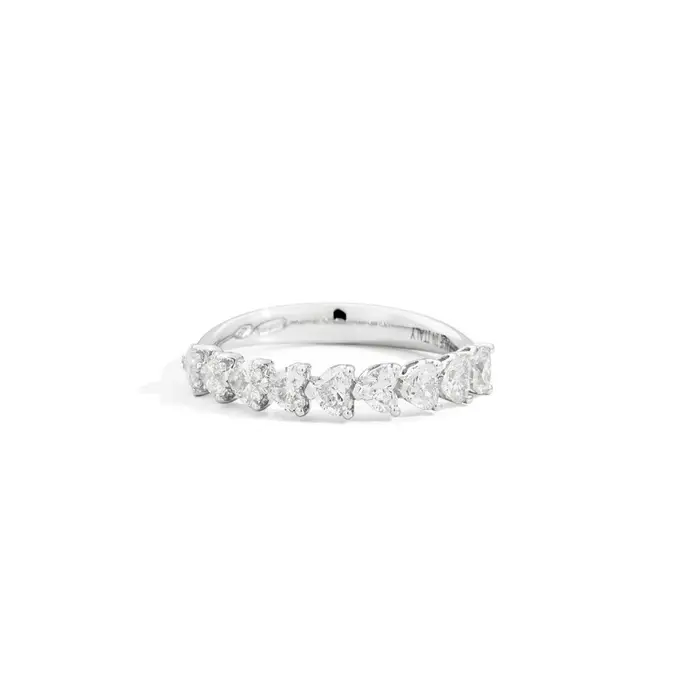 RECARLO Anello Mezzogiro Oro Bianco 18 Kt E Diamanti