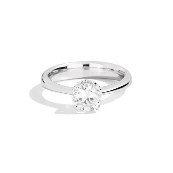 RECARLO Anello Solitario Oro Bianco 18 Kt Con Diamante
