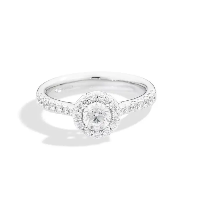 RECARLO Solitario Halo - Anello - Oro Bianco 18 Kt