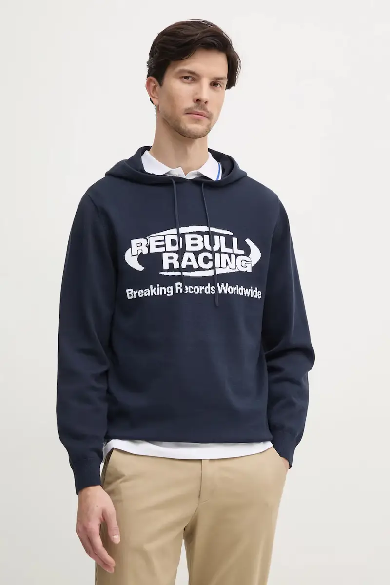 Red Bull Racing x Pepe Jeans maglione in cotone INTARSIA HOODY colore blu navy RM700010