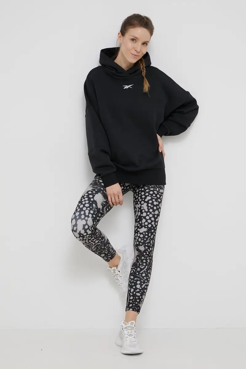 Reebok felpa tuta Studio Recycled donna con cappuccio Nero