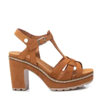 Refresh per donna 17187501-CAMEL Sandali in pelle 171875 marrone, 5 a 8cm, Camoscio, Fibbia, Casual, Da sera