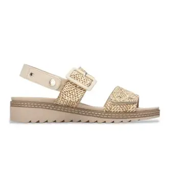Refresh per donna 17524503-BEIGE Sandali beige 175245, Tessuto, Basso, Velcro, Casual Marrone