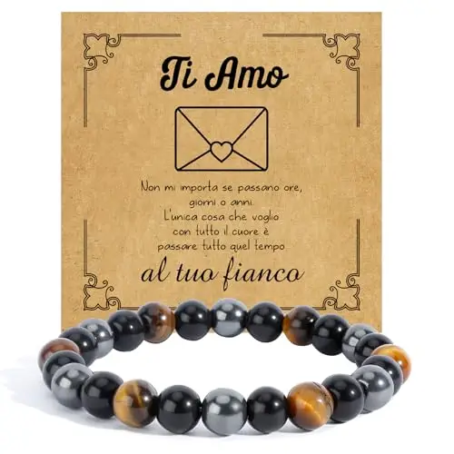 SereneGLow Regali di Coppia Regalo Fidanzato Regalo San Valentino per Lui Bracciale Coppia Pietre Naturali Regalo Marito Regalo