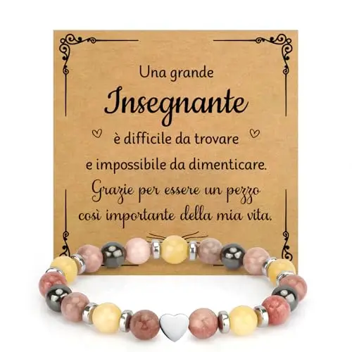 SereneGLow Regalo Maestre Fine Anno Bracciale Maestra Regalo per Insegnante Pietre Naturali Regali per Insegnanti Regali Maestre